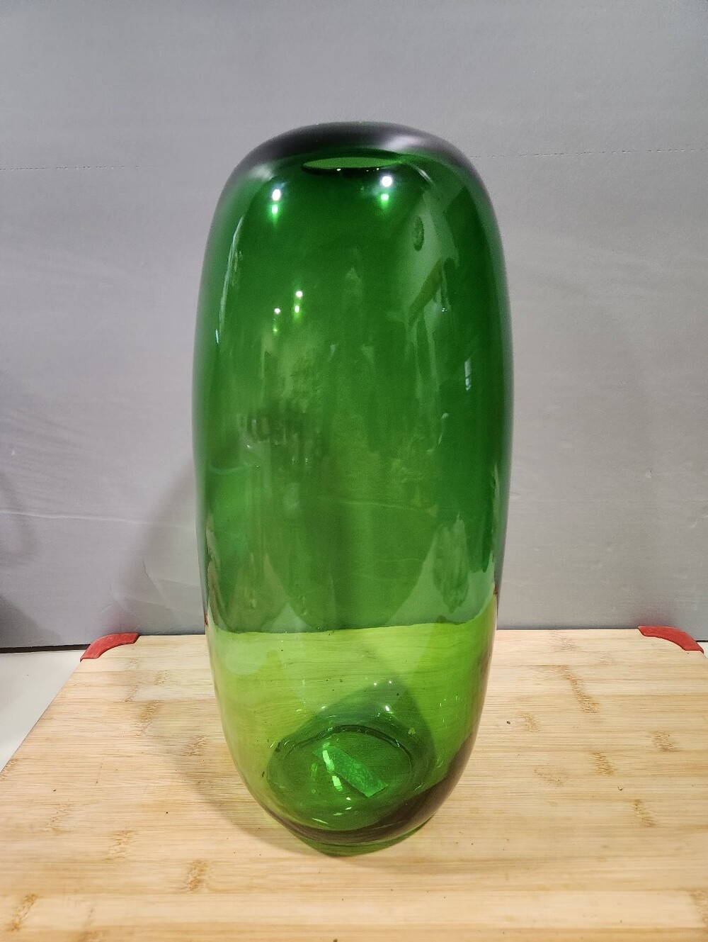 Vtg IKEA Stockholm Green Glass Pill Vase Large Maria Vinka Rare With Sticker